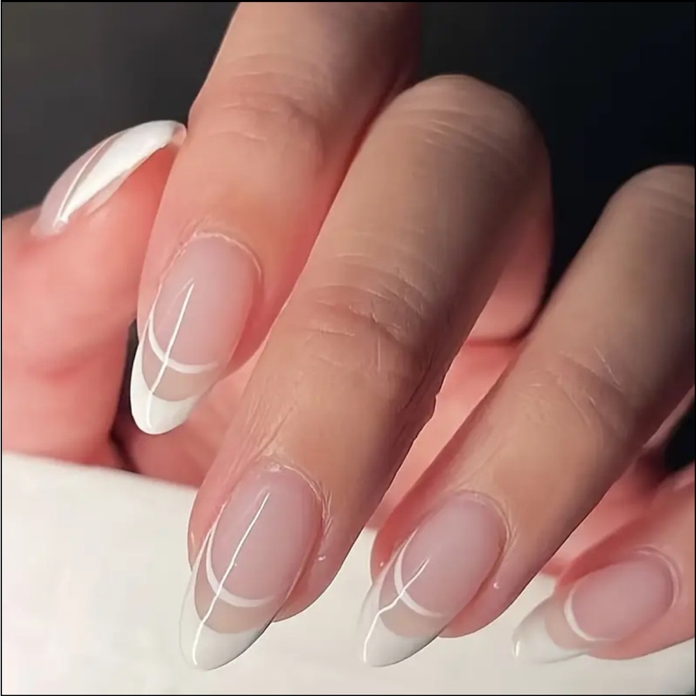 White French Tip Press on Nails. New